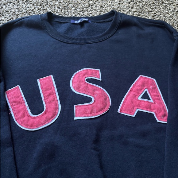 Ocean Drive Navy Crewneck Sweater with Pink USA - Picture 2 of 3